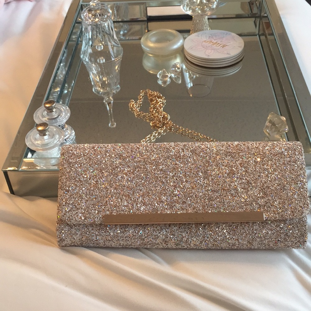 Sparkle clutch purse with chain attached